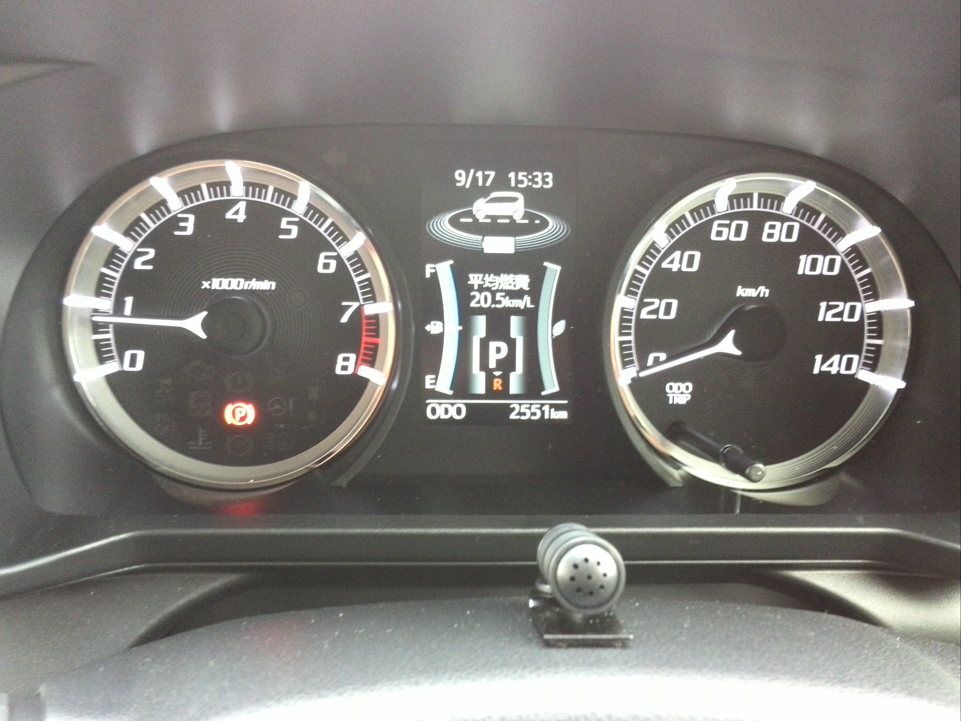 MOVE CUSTOM RS HYPER SA3 4WD 燃費計の値は20.5km/L